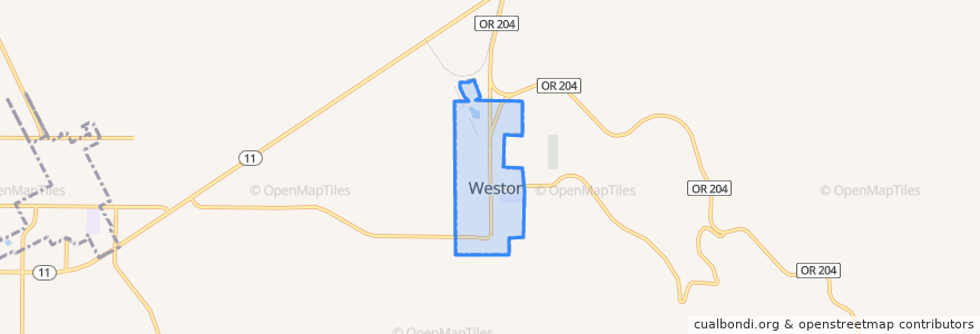 Mapa de ubicacion de Weston.