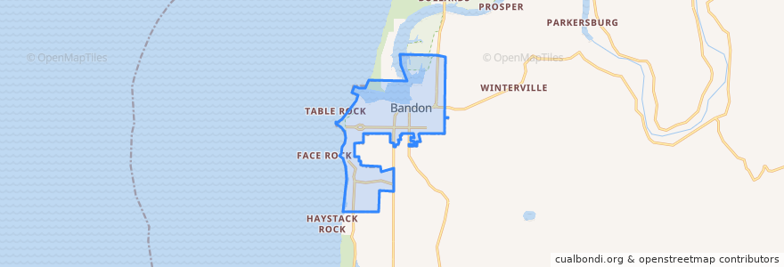Mapa de ubicacion de Bandon.