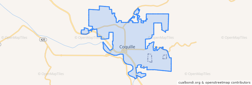 Mapa de ubicacion de Coquille.