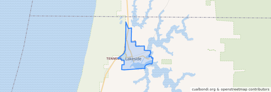 Mapa de ubicacion de Lakeside.