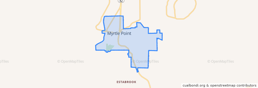 Mapa de ubicacion de Myrtle Point.