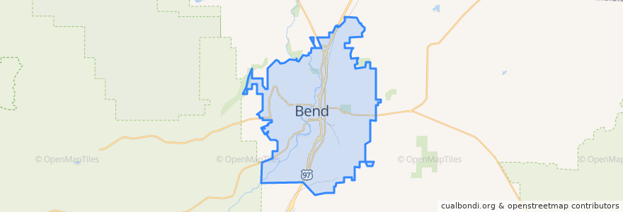 Mapa de ubicacion de Bend.