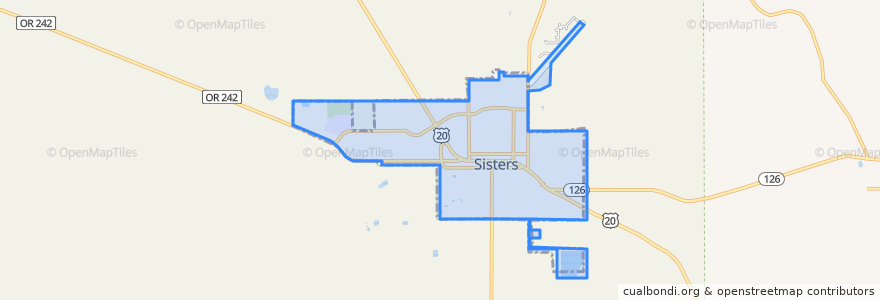 Mapa de ubicacion de Sisters.