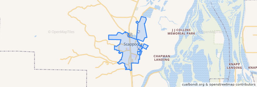 Mapa de ubicacion de Scappoose.
