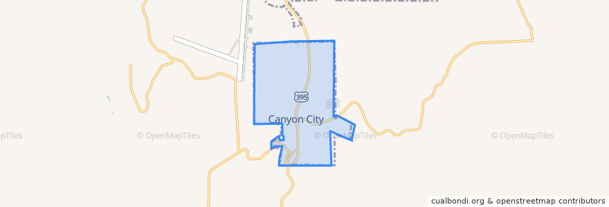 Mapa de ubicacion de Canyon City.