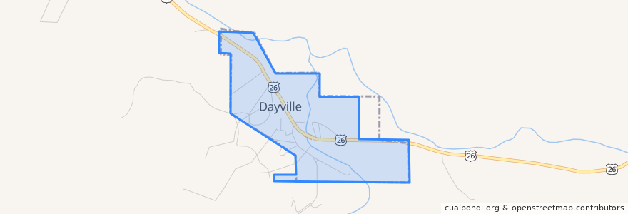 Mapa de ubicacion de Dayville.