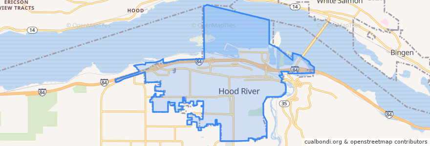 Mapa de ubicacion de Hood River.