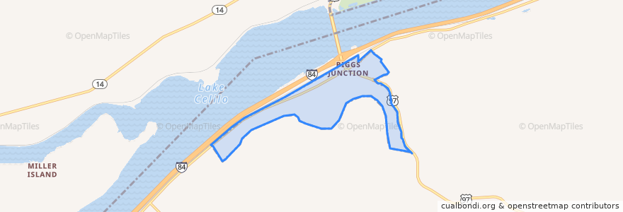 Mapa de ubicacion de Biggs Junction.