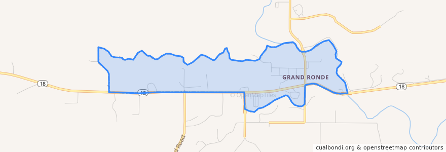 Mapa de ubicacion de Grand Ronde.