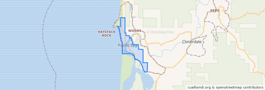 Mapa de ubicacion de Pacific City.