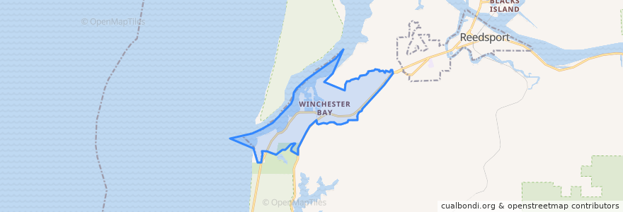Mapa de ubicacion de Winchester Bay.