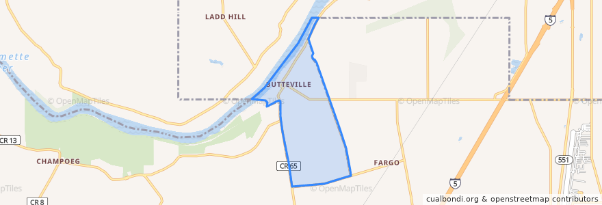 Mapa de ubicacion de Butteville.