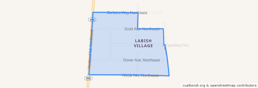 Mapa de ubicacion de Labish Village.