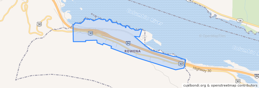 Mapa de ubicacion de Rowena.
