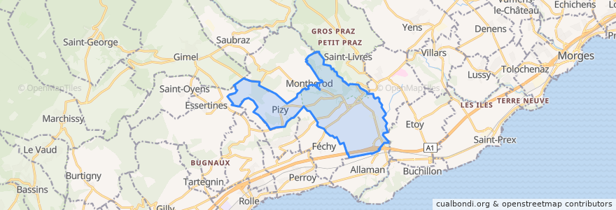 Mapa de ubicacion de Aubonne.