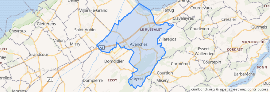 Mapa de ubicacion de Avenches.