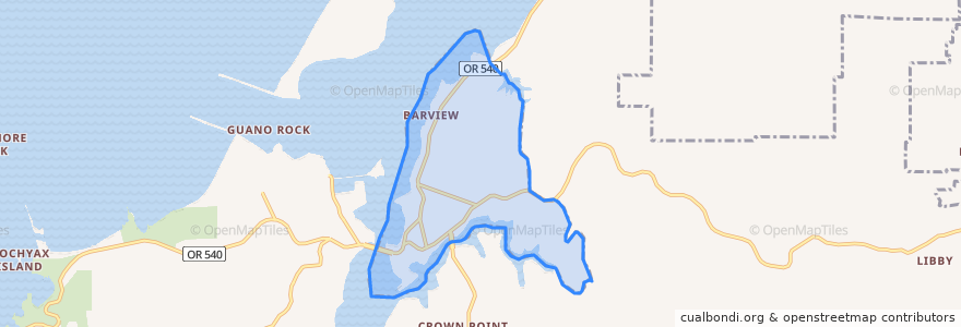 Mapa de ubicacion de Barview.