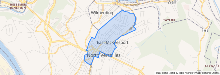 Mapa de ubicacion de East McKeesport.
