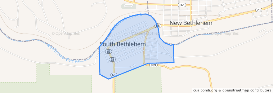 Mapa de ubicacion de South Bethlehem.