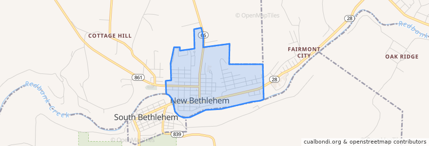 Mapa de ubicacion de New Bethlehem.