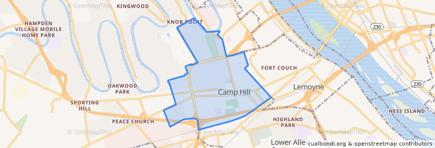 Mapa de ubicacion de Camp Hill.