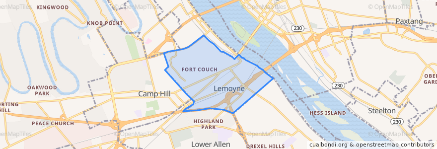 Mapa de ubicacion de Lemoyne.