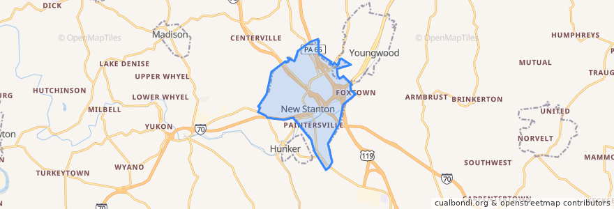Mapa de ubicacion de New Stanton.