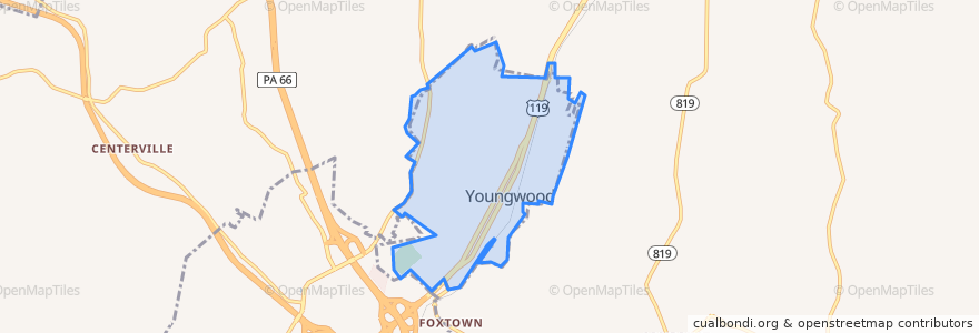 Mapa de ubicacion de Youngwood.