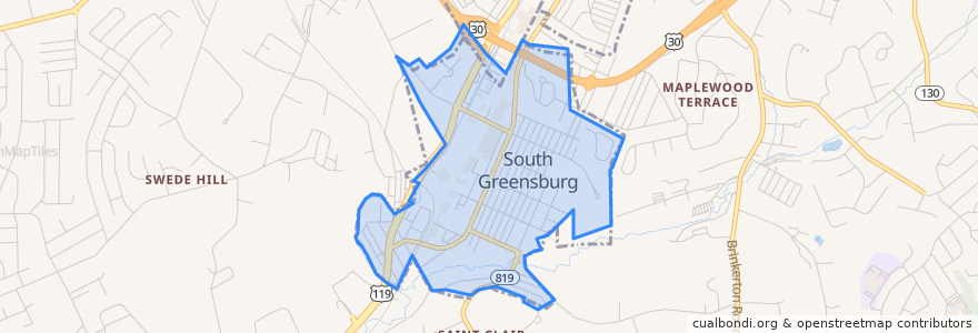 Mapa de ubicacion de South Greensburg.