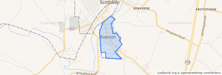 Mapa de ubicacion de Everson.