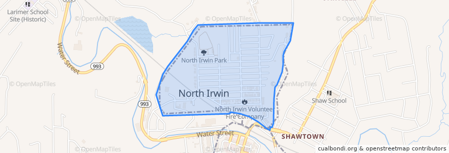 Mapa de ubicacion de North Irwin.