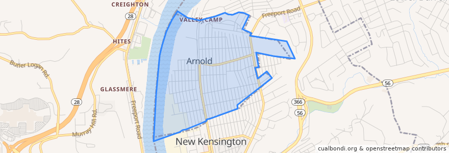 Mapa de ubicacion de Arnold.