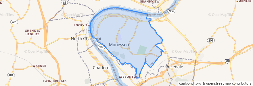 Mapa de ubicacion de Monessen.