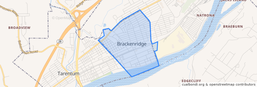 Mapa de ubicacion de Brackenridge.