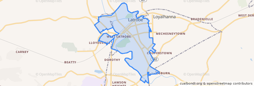 Mapa de ubicacion de Latrobe.