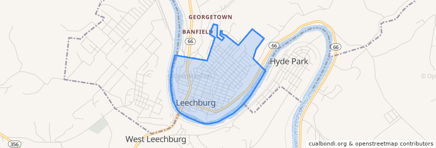 Mapa de ubicacion de Leechburg.