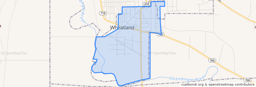 Mapa de ubicacion de Wheatland.