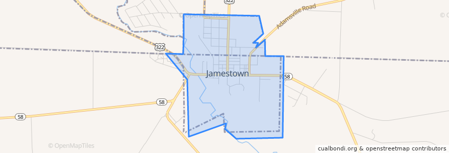 Mapa de ubicacion de Jamestown.