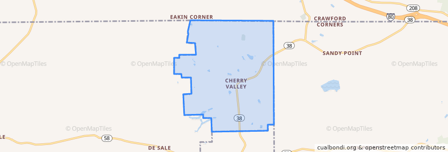 Mapa de ubicacion de Cherry Valley.