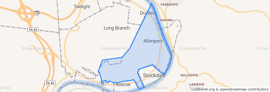 Mapa de ubicacion de Allenport.
