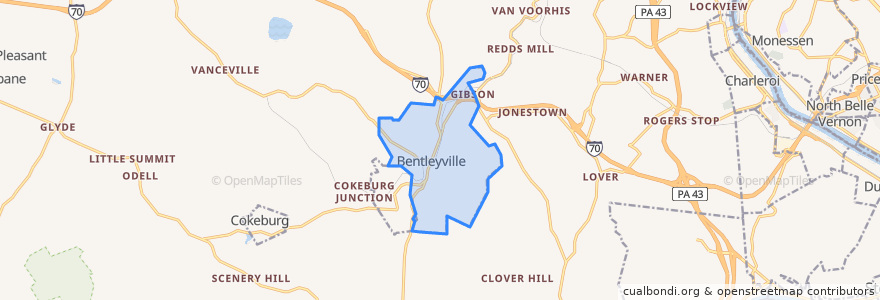 Mapa de ubicacion de Bentleyville.