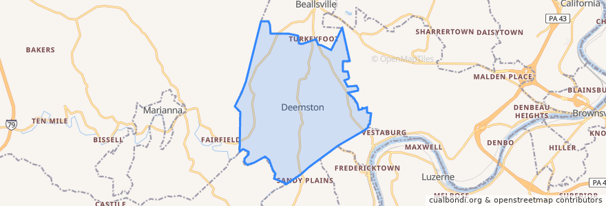 Mapa de ubicacion de Deemston.