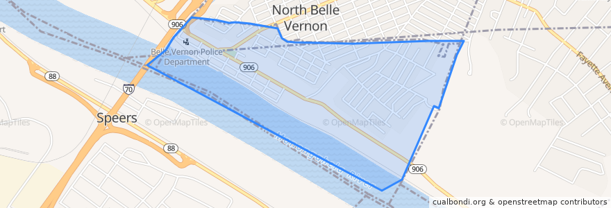 Mapa de ubicacion de Belle Vernon.
