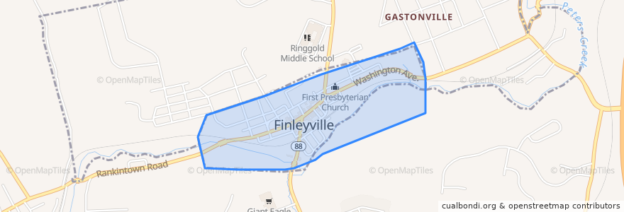 Mapa de ubicacion de Finleyville.