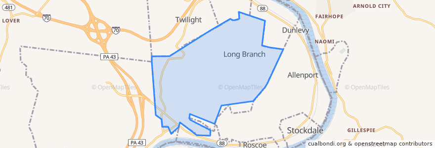 Mapa de ubicacion de Long Branch.