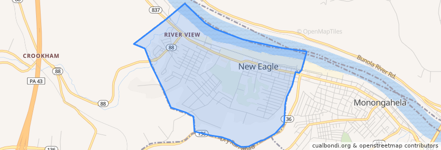 Mapa de ubicacion de New Eagle.