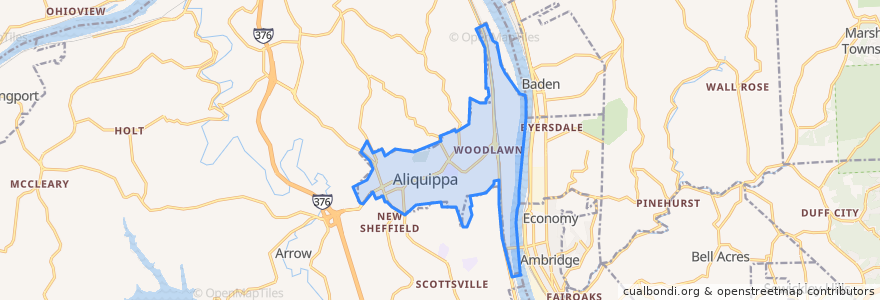 Mapa de ubicacion de Aliquippa.