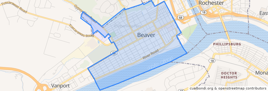 Mapa de ubicacion de Beaver.