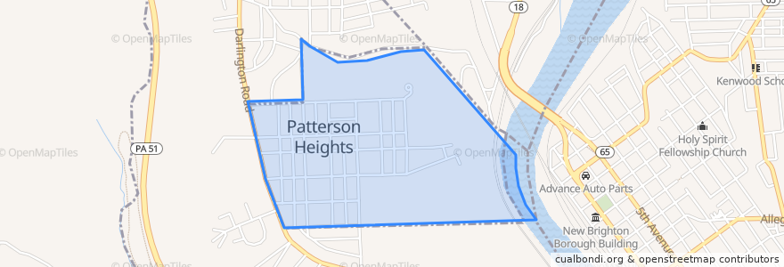 Mapa de ubicacion de Patterson Heights.