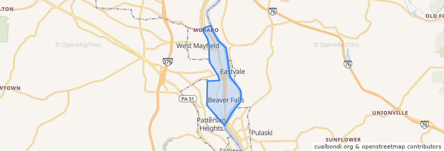 Mapa de ubicacion de Beaver Falls.